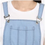 Generic Women's Denim Solid Sleeveless Above Knee Dress (Blue) - Image 2