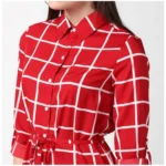 Women Red Checkered Dress
