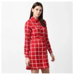 Women Red Checkered Dress