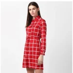 Women Red Checkered Dress