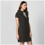 Generic Women's Denim Solid Short Sleeve Above Knee Dress (Black) - Image 3
