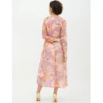 Generic Women's Polyester Printed Long Sleeves Calf-length Dress (Multicolor) - Image 7