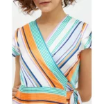 Generic Women's Satin Striped Short Sleeve Knee-Length Dress (Multicolor) - Image 2