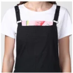 Generic Women's Denim Solid Shoulder Straps Above Knee Dungaree (Black) - Image 2