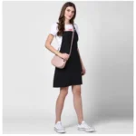 Generic Women's Denim Solid Shoulder Straps Above Knee Dungaree (Black) - Image 5