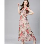 Generic Women's Chiffon Polka Short Sleeve Full Length Dress (Multicolor) - Image 4