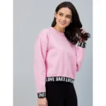 Generic Women's Fleece Solid Long Sleeves Sweatshirt (Pink) - Image 3