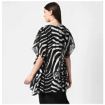 Generic Women's Polyester Printed Short Sleeve Shrug (Black) - Image 7