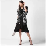 Generic Women's Polyester Printed Short Sleeve Shrug (Black) - Image 6