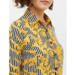 Generic Women's Polyester Printed Roll Up Sleeve Standard Length Shirt (Mustared) - Image 2