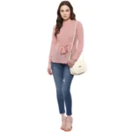 Generic Women's Polyester Solid Long Sleeves Regular Top (Pink) - Image 6