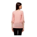 Generic Women's Polyester Solid 3-4th Sleeves Regular Top (Peach) - Image 5