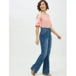 Generic Women's Polyester Lace Inserts Cold Shoulder Top (Pink) - Image 6