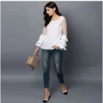 Generic Women's Polyester Solid Tier Sleeve Top (White) - Image 6