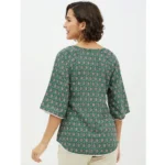 Generic Women's Polyester Printed 3-4th Sleeves Top (Green) - Image 4