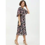 Generic Women's Polyester Chain Print Cap Sleeve Calf-length Dress (Multicolor) - Image 4