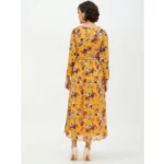 Generic Women's Polyester Floral Long Sleeves Calf-length Dress (Multicolor) - Image 7