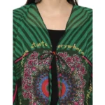 Generic Women's Polyester Printed Kaftan Sleeve Shrug (Green - Multicolor) - Image 2