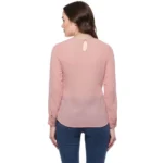 Generic Women's Polyester Solid Long Sleeves Regular Top (Pink) - Image 7