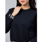 Generic Women's Fleece Solid Long Sleeves Sweatshirt (Navy) - Image 2