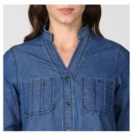 Generic Women's Denim Solid Long Sleeves Top (Blue) - Image 3