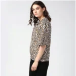 Generic Women's Polyester Animal Print Bell Sleeve Top (Orange - Black) - Image 3