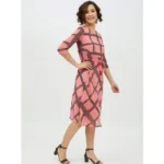 Women's Pink Checkered Dress - Angle 4