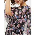 Generic Women's Polyester Chain Print Cap Sleeve Calf-length Dress (Multicolor) - Image 2