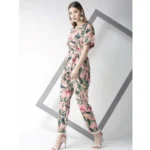 Generic Women's Polyester Floral Half Sleeve Jumpsuit (Pink) - Image 5