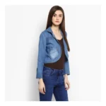 Generic Women's Denim Smocking 3-4th Sleeves Shrug (Blue) - Image 4