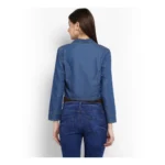 Generic Women's Denim Solid 3-4th Sleeves Shrug (Blue) - Image 7