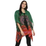 Generic Women's Polyester Printed Kaftan Sleeve Shrug (Green - Multicolor) - Image 5