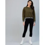 Generic Women's Fleece Solid Long Sleeves Sweatshirt (Olive) - Image 7