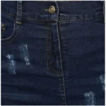 Generic Women's Denim Distressed Buttoned Skirt (Blue) - Image 2