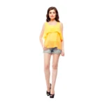 Generic Women's Polyester Solid Sleeveless Regular Top (Orange) - Image 2