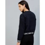 Generic Women's Fleece Solid Long Sleeves Sweatshirt (Navy) - Image 3