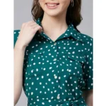 Generic Women's Polyester Polka Short Sleeve Above Knee Dress (Blue - White) - Image 2