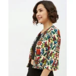 Generic Women's Polyester Floral 3-4th Sleeves Shrug (Multicolor) - Image 3