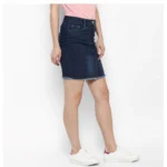 Generic Women's Denim Stitching Pattern Buttoned Skirt (Blue) - Image 4