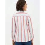 Generic Women's Cotton Striped Long Sleeves Standard Length Shirt (Pink) - Image 7