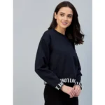 Generic Women's Fleece Solid Long Sleeves Sweatshirt (Navy) - Image 6