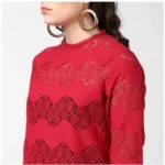 Maroon Cotton Top for Women - Angle 2