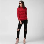 Maroon Cotton Top for Women - Angle 6