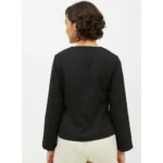 Generic Women's Polyester Asymmetrical Long Sleeves Top (Black) - Image 4