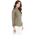 Generic Women's Rayon Solid Long Sleeves Standard Length Shirt (Olive Green) - Image 4