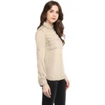 Generic Women's Rayon Solid Long Sleeves Standard Length Shirt (Beige) - Image 5