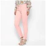 Generic Women's Denim Solid Buttoned Jeans (Pink) - Image 3