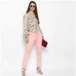 Generic Women's Denim Solid Buttoned Jeans (Pink) - Image 6