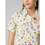 Generic Women's Polyester Floral Short Sleeve Above Knee Dress (Multicolor) - Image 2