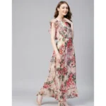 Generic Women's Chiffon Polka Short Sleeve Full Length Dress (Multicolor) - Image 3